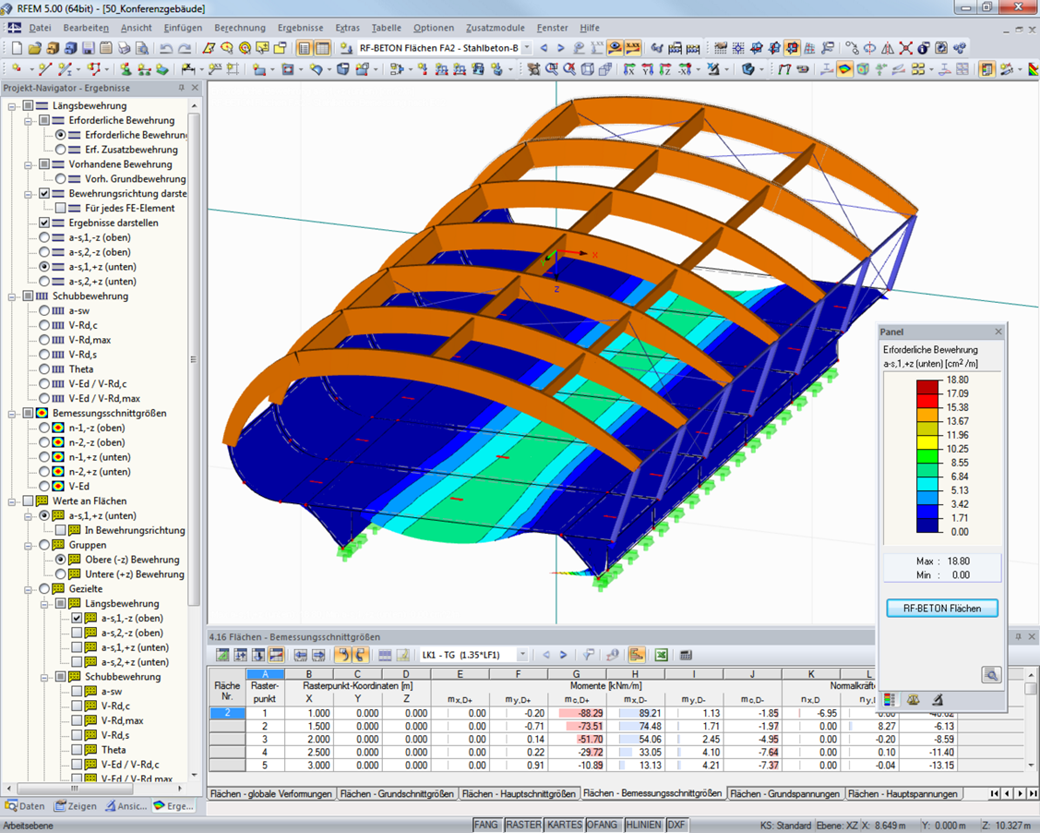 Erforderliche Bewehrung nach Eurocode 2 in RFEM