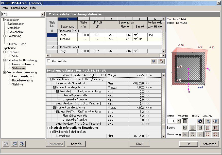 3.3 Erforderliche Bewehrung stabsatzweise