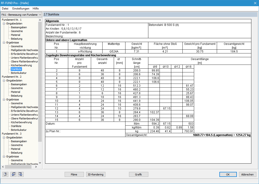Maske 2.7 Stahlliste