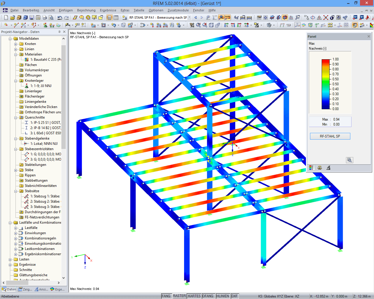 Ergebnisgrafik mit Ausnutzungsgrad