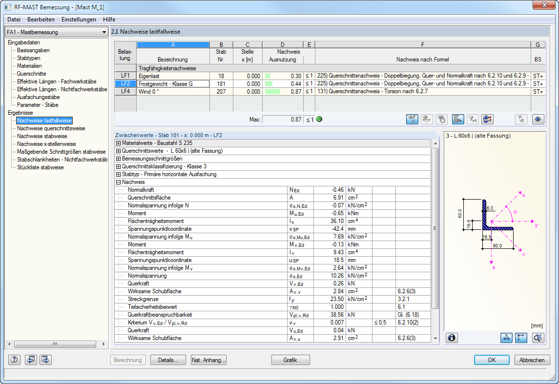 2.1 Nachweise lastfallweise
