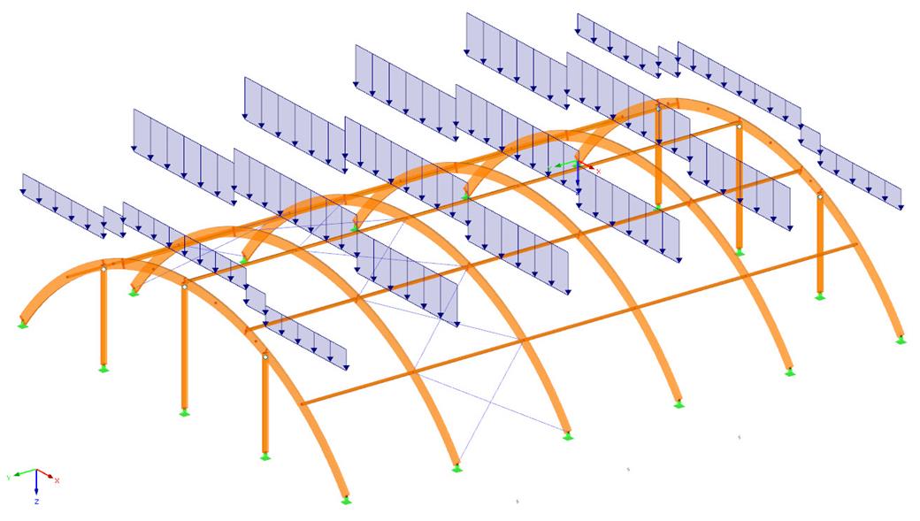 Rundbogenhalle aus Holz in RFEM