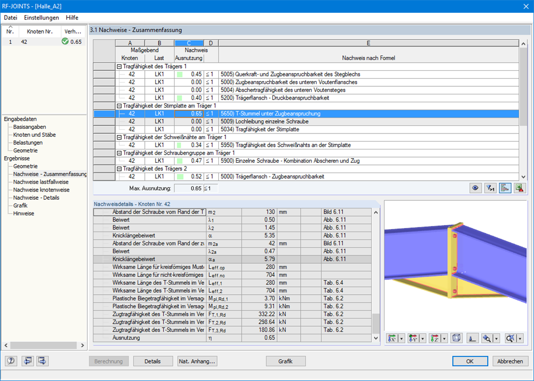 Maske 3.1 Nachweise - Zusammenfassung