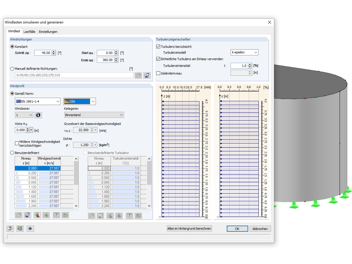 Basisangaben für die Generierung der RFEM-/RSTAB-Lastfälle