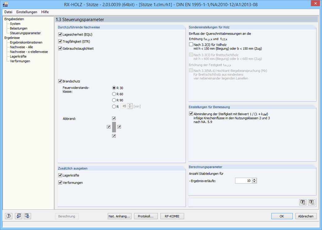 Maske 1.3 Steuerungsparameter