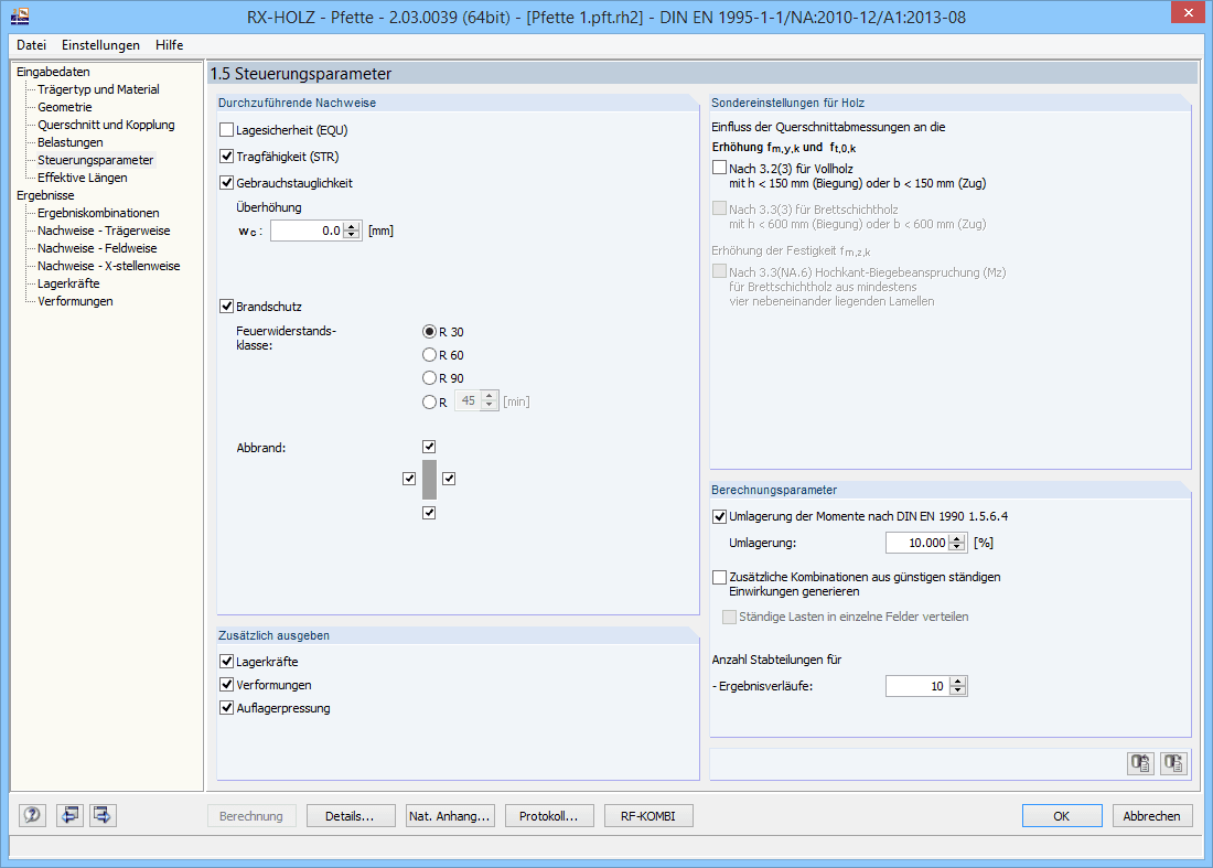 Maske 1.5 Steuerungsparameter