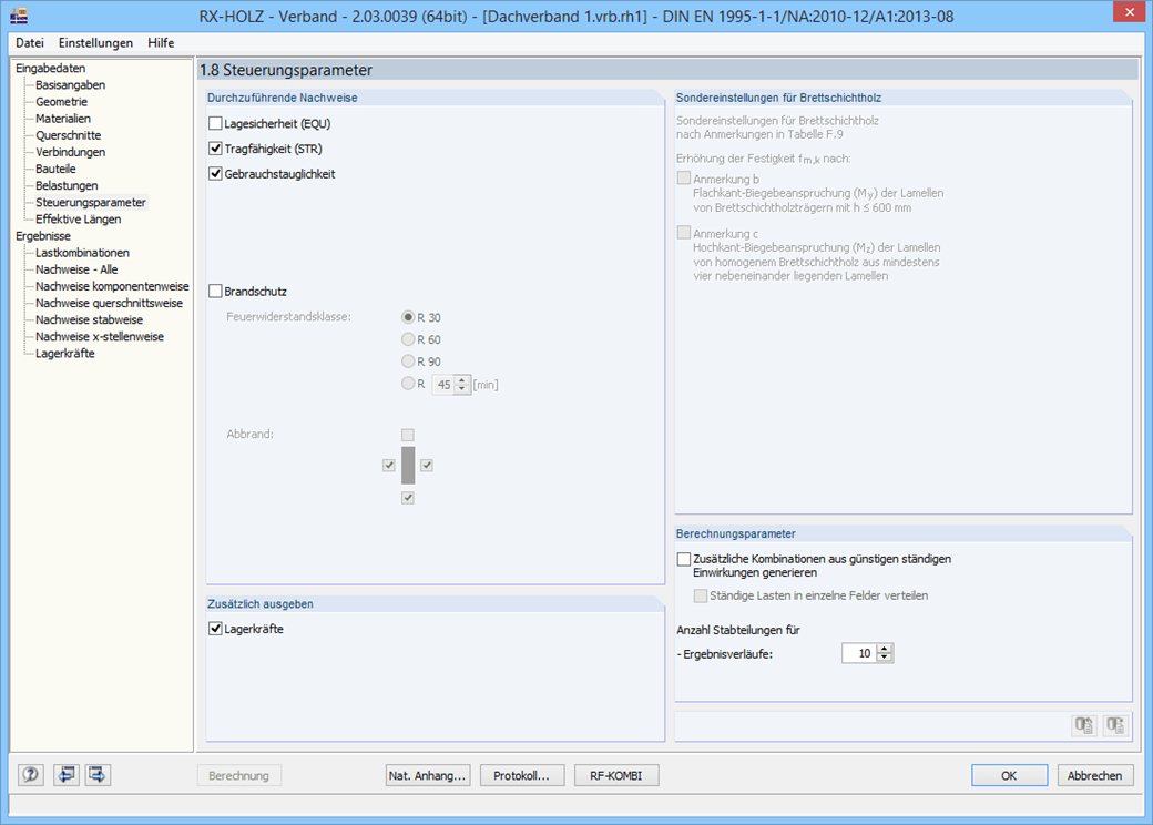 Maske 1.8 Steuerungsparameter