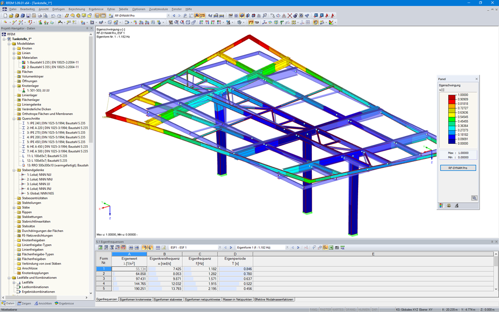 Eigenschwingung als grafische Ergebnisdarstellung in RFEM