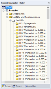 Generierte Lastfälle in RSTAB