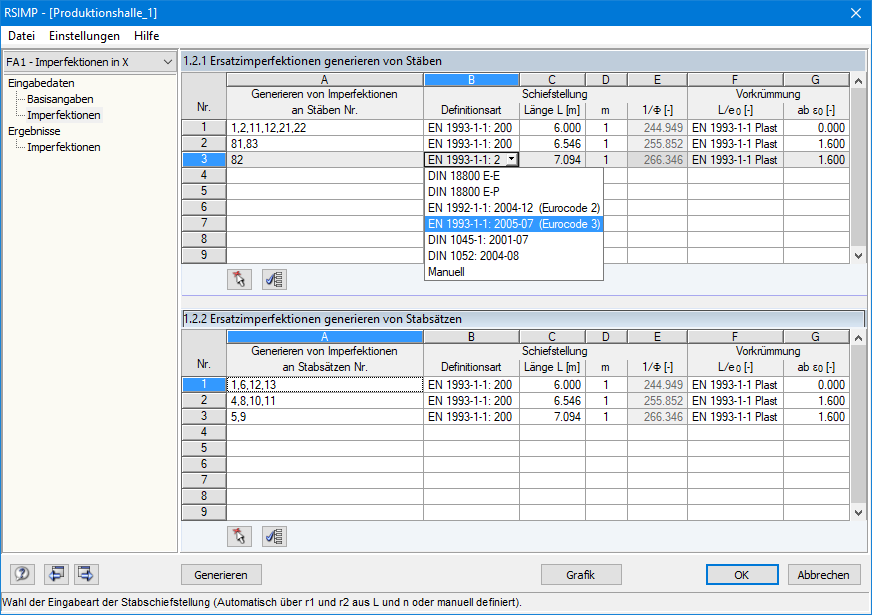 Normen für Ersatzimperfektionen