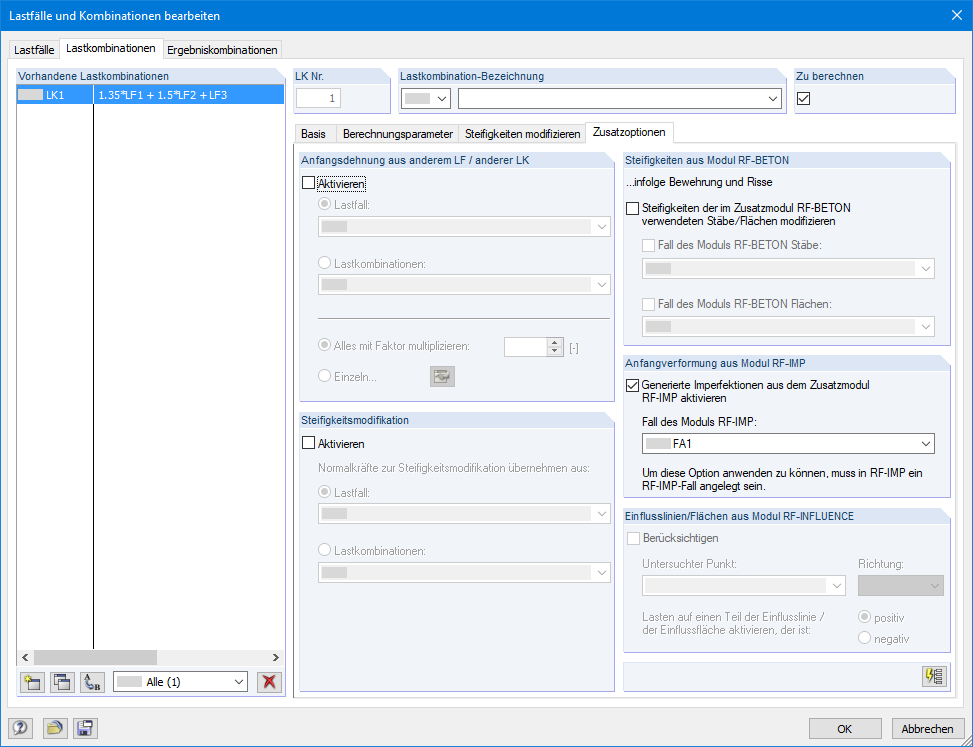 Vorverformtes FE-Netz in einer Lastkombination