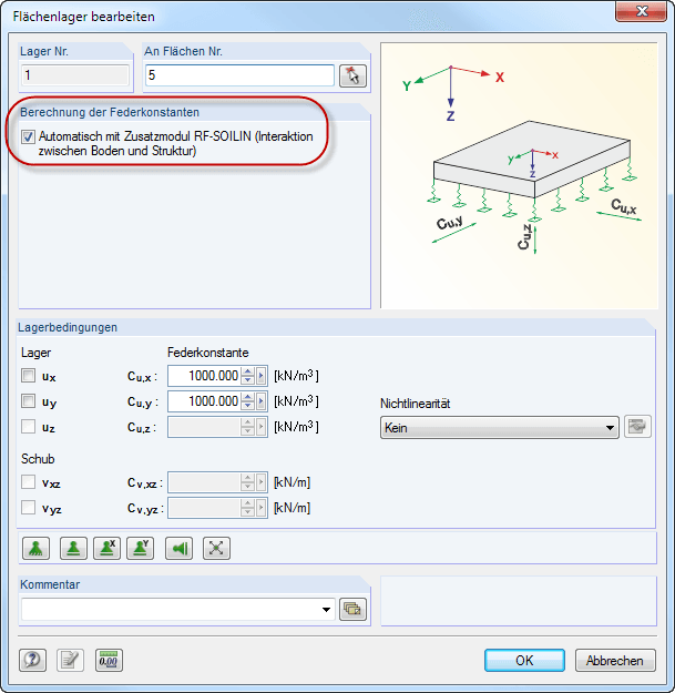 Berechnungsoption für RF-SOILIN in RFEM