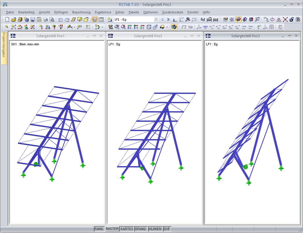 Positionen mit unterschiedlichen Betriebszuständen