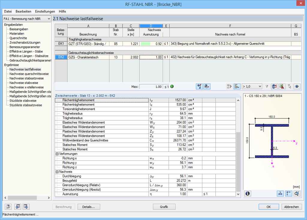 Nachweise lastfallweise
