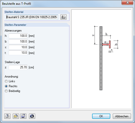 Eingabe einer T Beulsteife