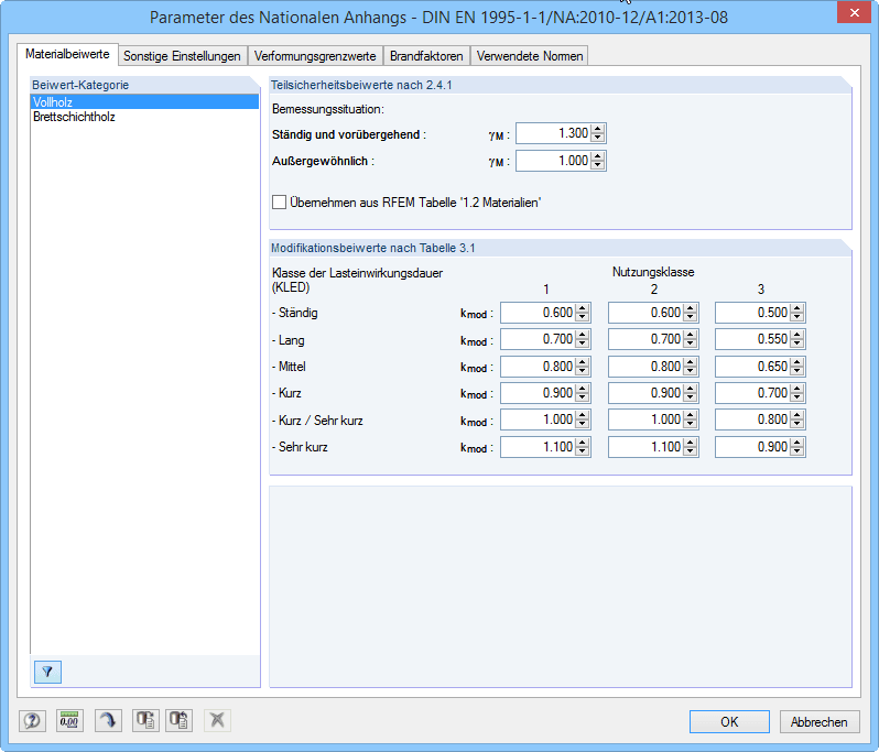 Parameter des Nationalen Anhangs