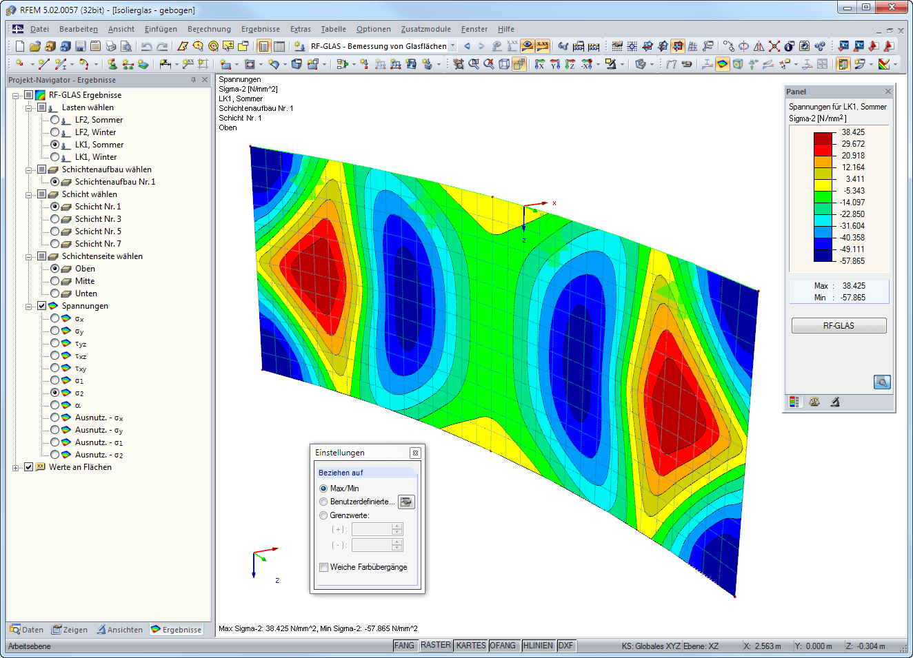 Ergebnisse in RFEM-Grafik - Spannungen