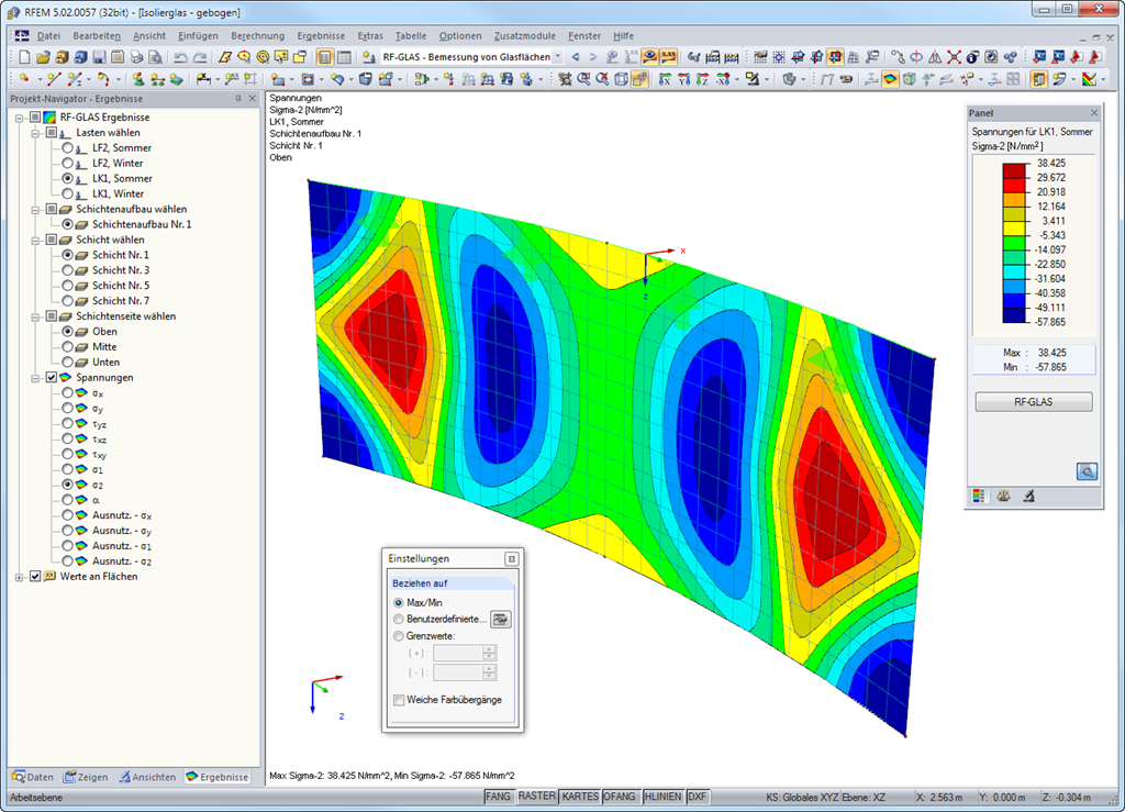 Ergebnisse in RFEM-Grafik - Spannungen