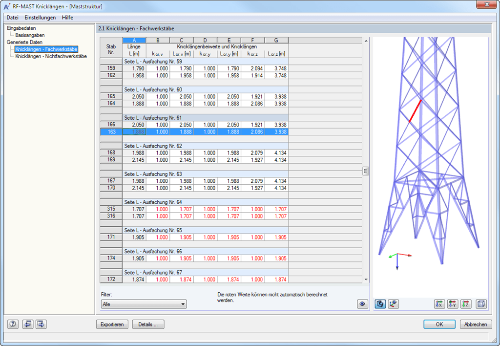 2.1 Knicklängen - Fachwerkstäbe