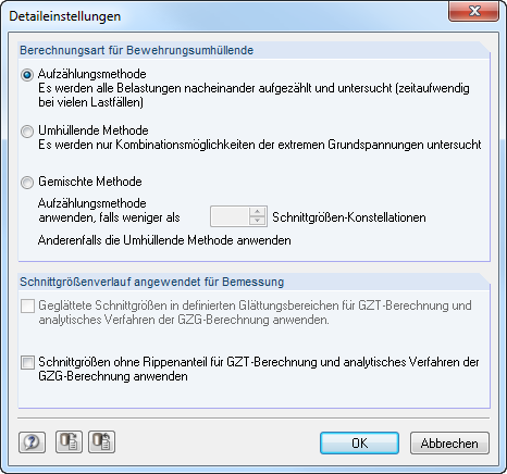 RF-BETON Flächen - Detaileinstellungen