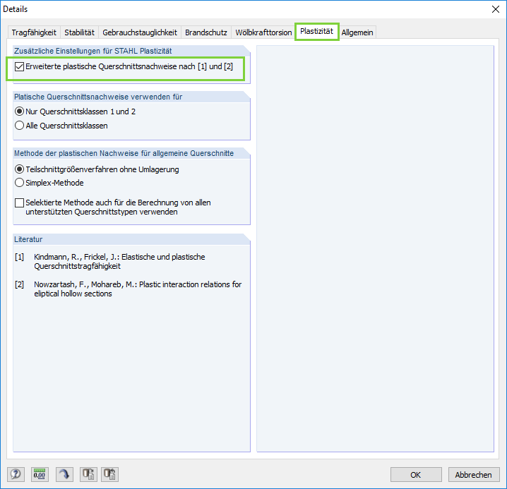 Aktivierung des Zusatzmodules RF-/STAHL Plastizität in RF-/STAHL EC3