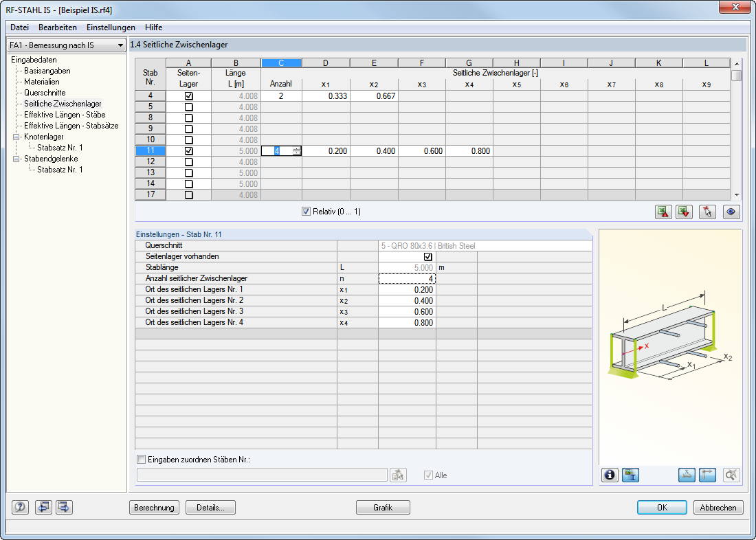 Seitliche Zwischenlager