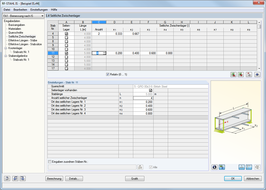 Seitliche Zwischenlager