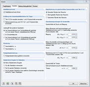 Detaileinstellungen zur Bemessung