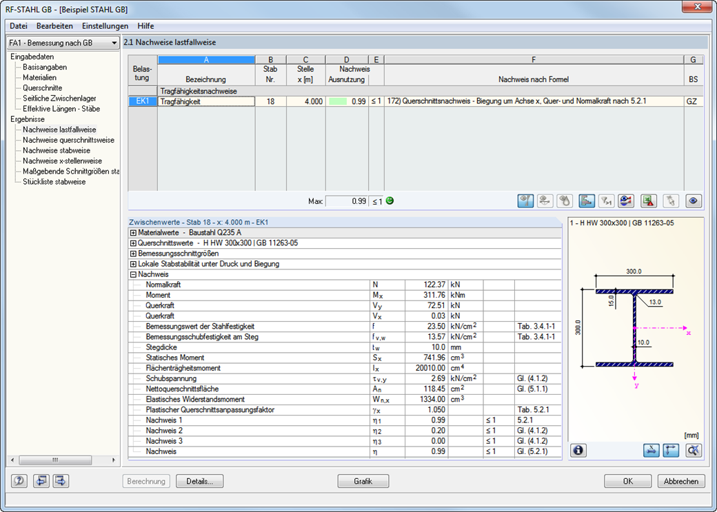 Nachweise lastfallweise