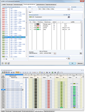 Kombinatorik-Dialog und Tabelle 2.5 Lastkombinationen