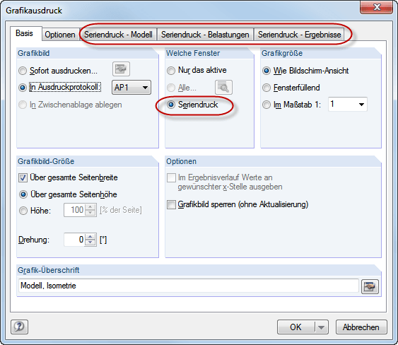 Druck von Grafiken als Serie