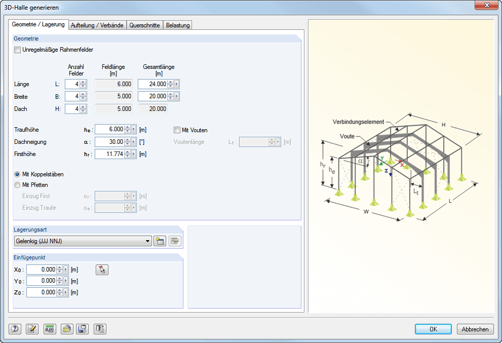 Generierung einer 3D-Halle