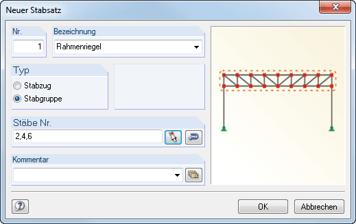 Generierung eines Stabsatzes