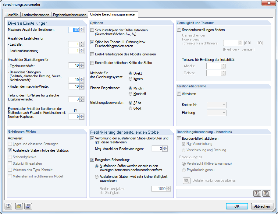Globale Berechnungsparameter