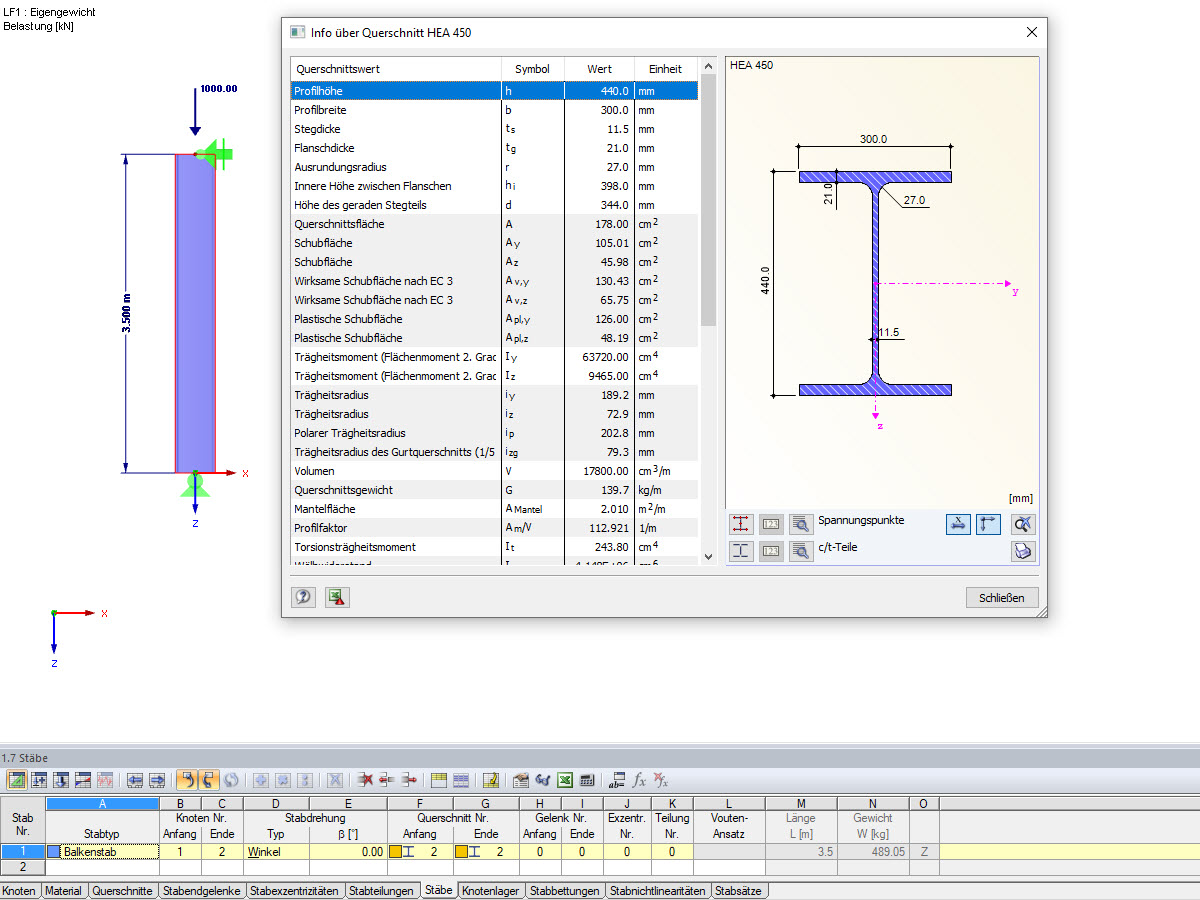 Trägerprofil HEA 450, S235