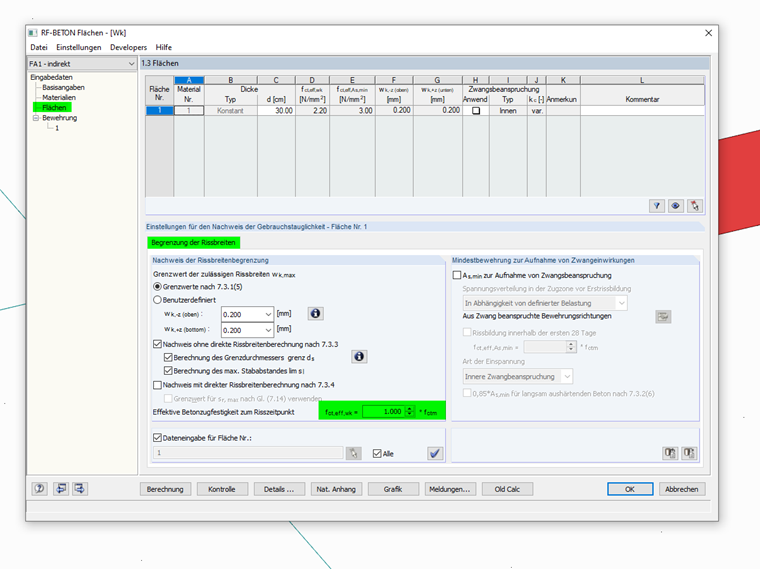 Effektive Betonzugfestigkeit zum Risszeitpunkt