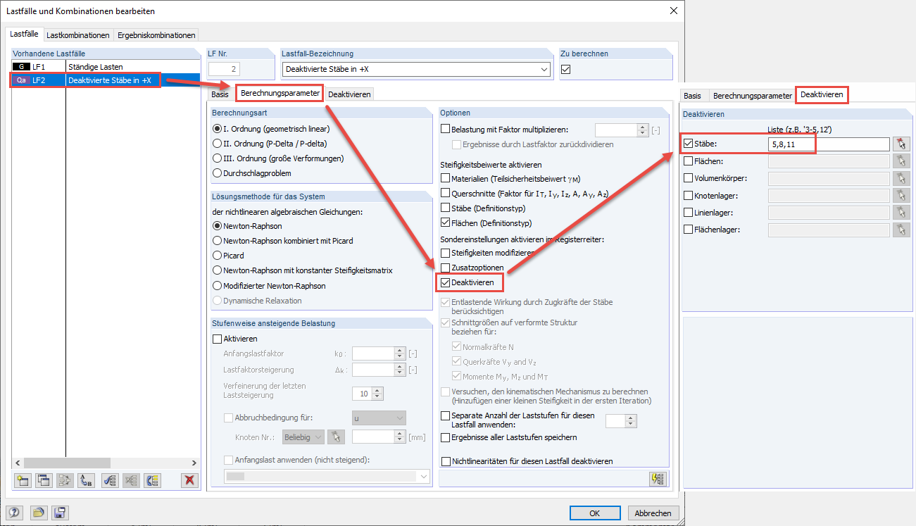Option 'Deaktivierung' in RFEM