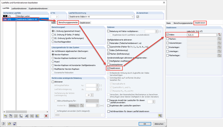 Option 'Deaktivierung' in RFEM