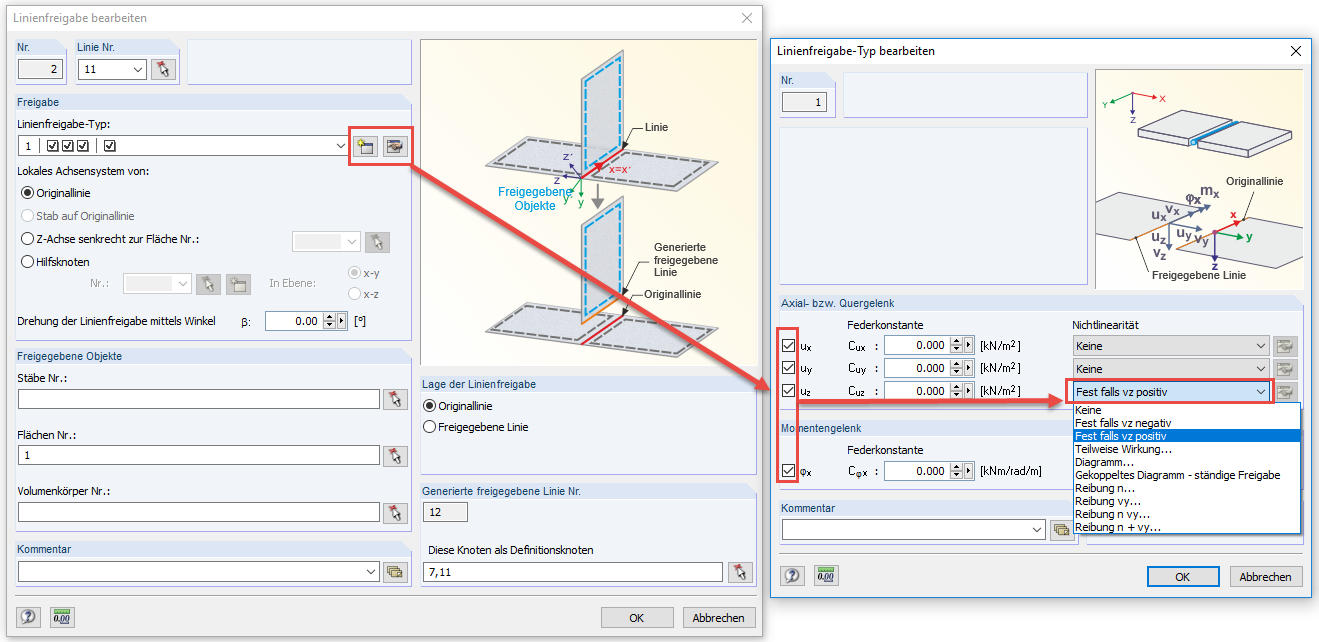 Linienfreigabe-Typ bearbeiten