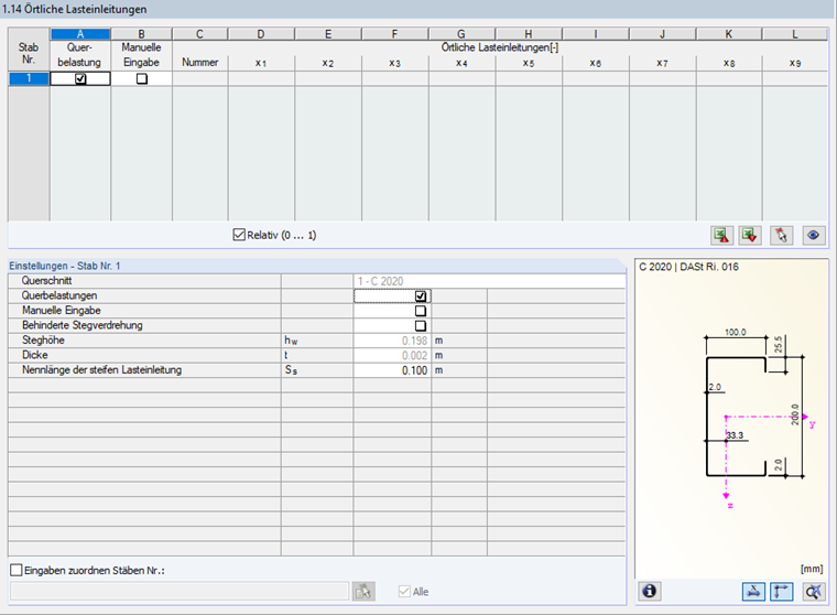 Maske '1.14 Örtliche Lasteinleitungen'