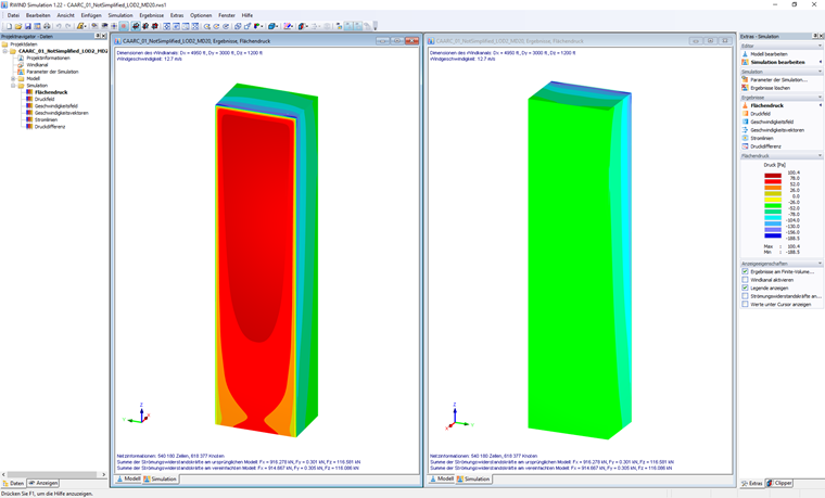 Druckverteilung auf der Gebäudeoberfläche