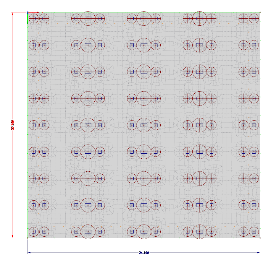 Bodenplatte mit FE-Netzverdichtungen und Regalstiellasten