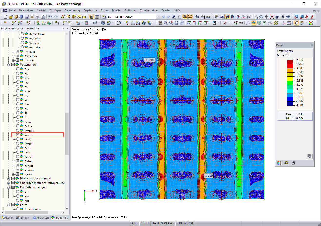 Maximale Verzerrung an der der Oberseite