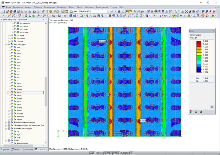 Maximale Verzerrung an der der Oberseite