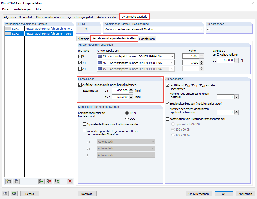 Aktivierung der zufälligen Torsion in RF-/DYNAM Pro