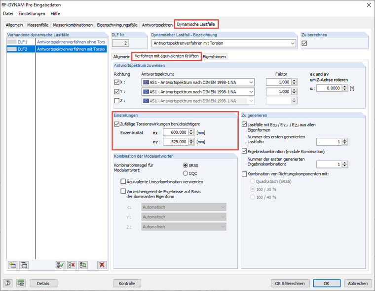 Aktivierung der zufälligen Torsion in RF-/DYNAM Pro