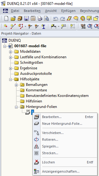 Projekt-Navigator - Daten, Hintergrund-Folie