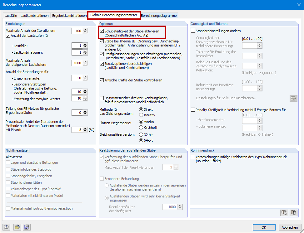 Berücksichtigung der Schubverformung in RFEM und RSTAB