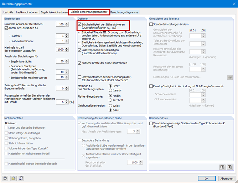 Berücksichtigung der Schubverformung in RFEM und RSTAB