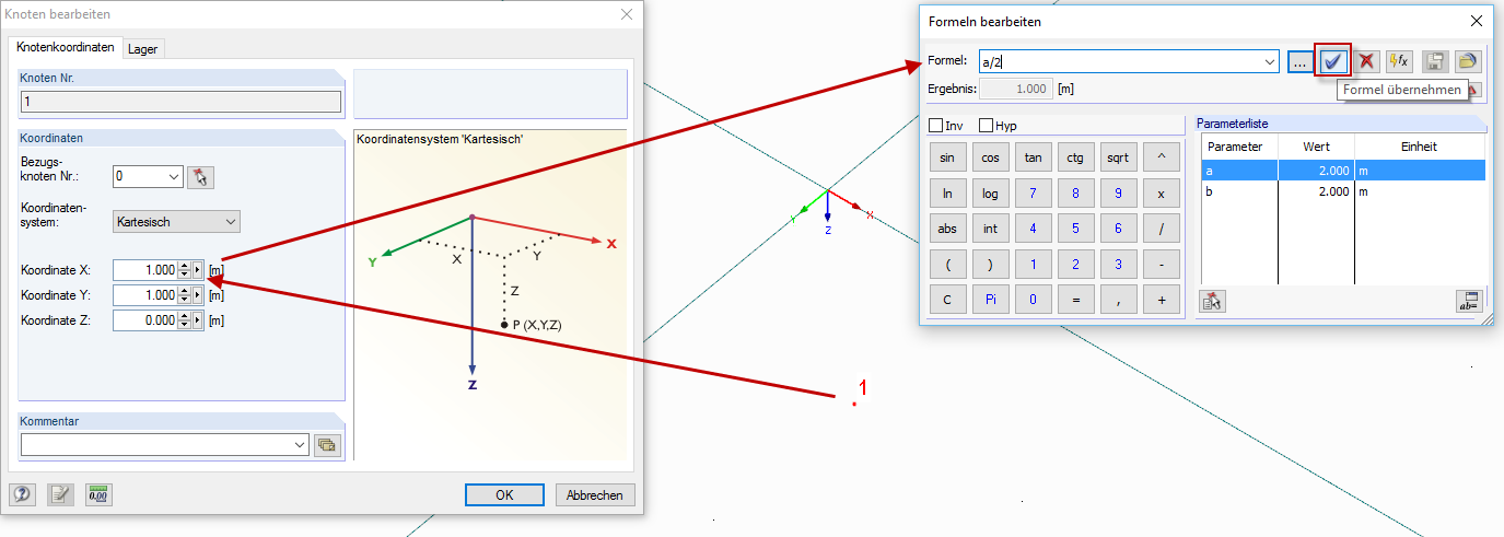 Parametrisieren der Knoten 1 bis 4